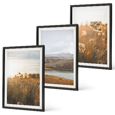 Three-piece wall art piece Landscapes meadows mountains lake