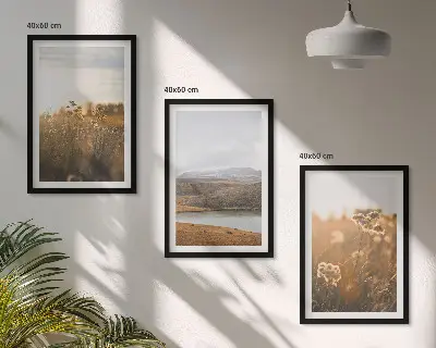 Three-piece wall art set landscapes of meadows, mountains, and a lake