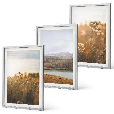 Three-piece wall art set landscapes of meadows, mountains, and a lake