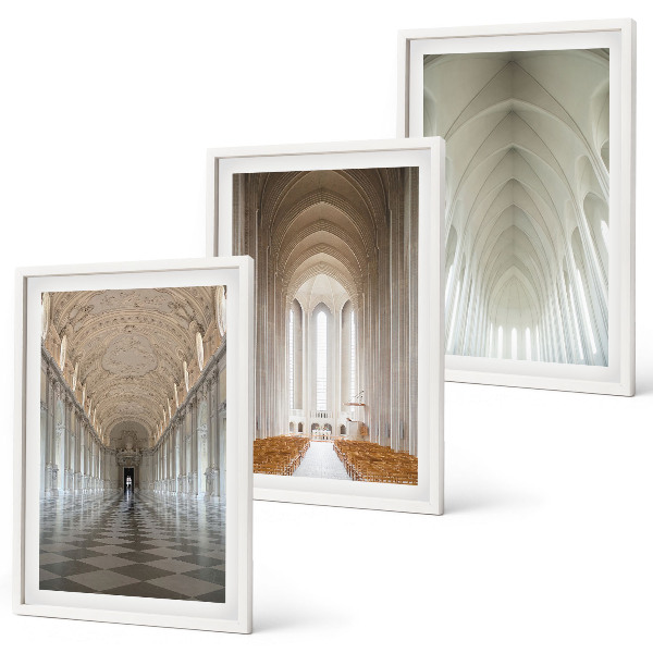 Set of 3 framed wall art pieces Interiors of historic buildings
