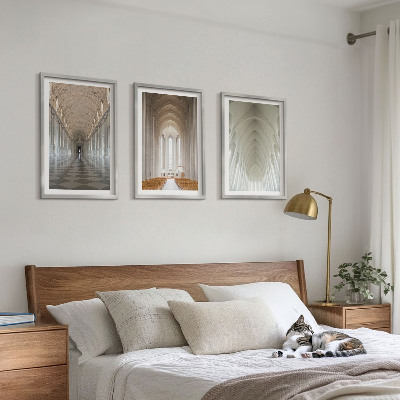Set of 3 framed wall art pieces Interiors of historic buildings