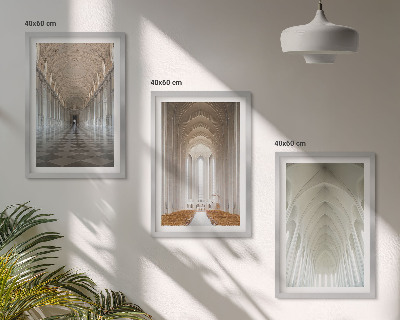 Set of 3 framed wall art pieces Interiors of historic buildings