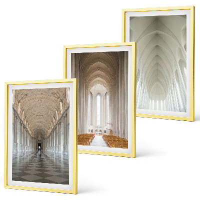 Set of 3 framed wall art pieces Interiors of historic buildings