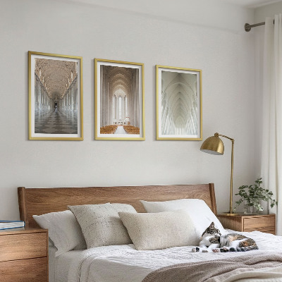 Set of 3 framed wall art pieces Interiors of historic buildings