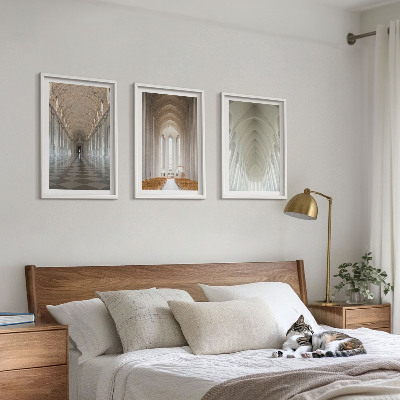 Set of 3 framed wall art pieces Interiors of historic buildings