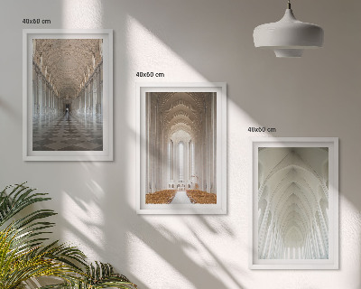 Set of 3 framed wall art pieces Interiors of historic buildings