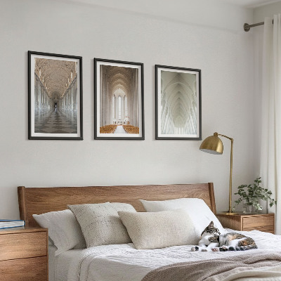 Set of 3 framed wall art pieces Interiors of historic buildings