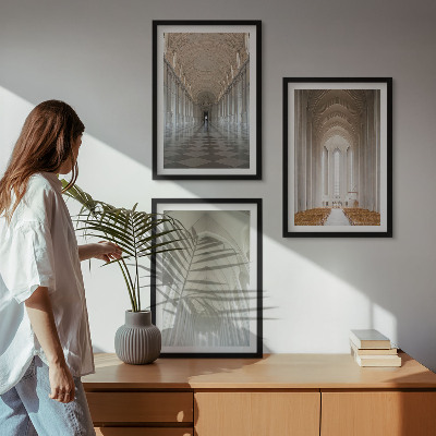 Set of 3 framed wall art pieces Interiors of historic buildings