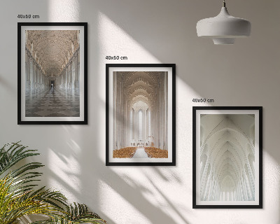 Set of 3 framed wall art pieces Interiors of historic buildings
