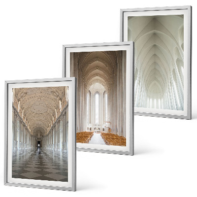 Set of 3 framed wall art pieces Interiors of historic buildings