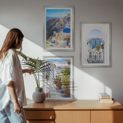 Wall art set Santorini architecture Oia