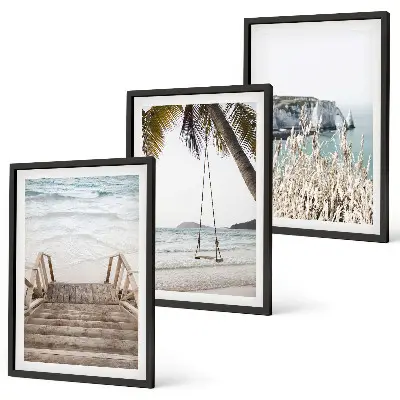 Beach wooden stairs swing wall art set 