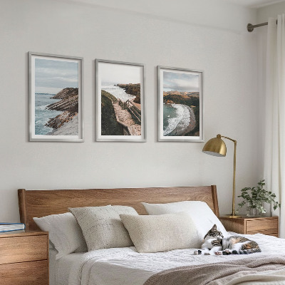 Set of 3 framed wall art pieces Cliff views, beach landscapes