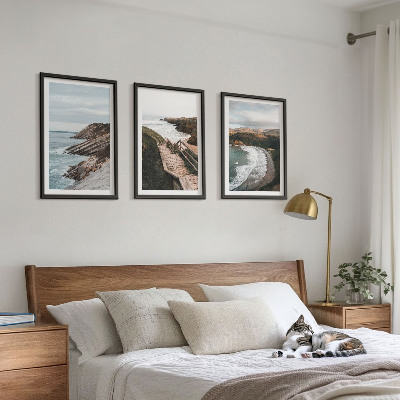 Set of 3 framed wall art pieces Cliff views, beach landscapes