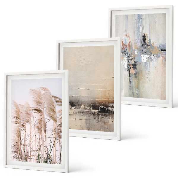 Three-piece wall art piece Vegetation abstract patterns