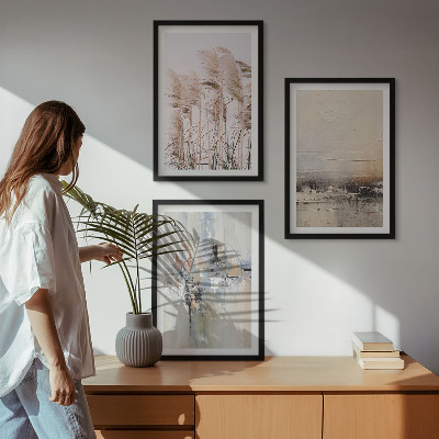 Three-piece wall art piece Vegetation abstract patterns