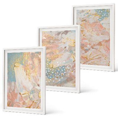 Set of 3 framed wall art pieces Abstract pastel patterns
