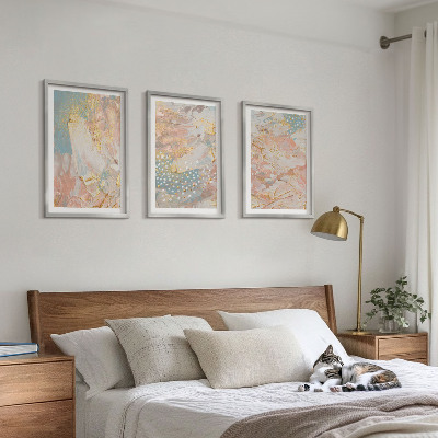 Set of 3 framed wall art pieces Abstract pastel patterns