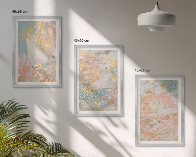 Set of 3 framed wall art pieces Abstract pastel patterns