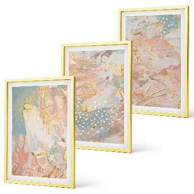 Set of 3 framed wall art pieces Abstract pastel patterns