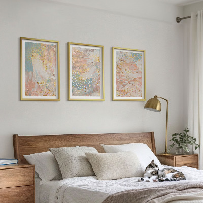 Set of 3 framed wall art pieces Abstract pastel patterns