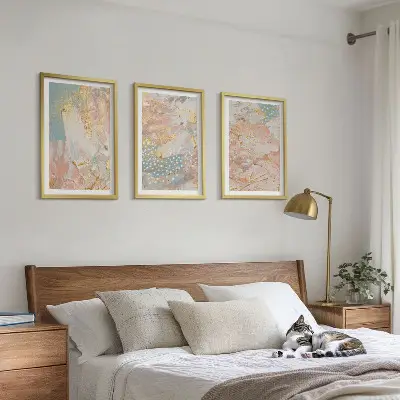 Abstract pastel patterns wall art set of 3 framed pieces