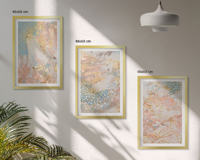 Set of 3 framed wall art pieces Abstract pastel patterns