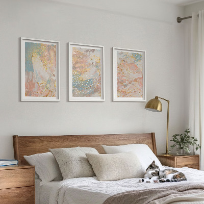 Set of 3 framed wall art pieces Abstract pastel patterns