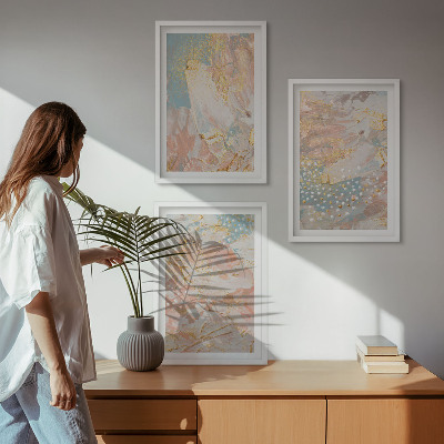 Set of 3 framed wall art pieces Abstract pastel patterns