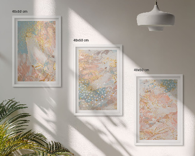 Set of 3 framed wall art pieces Abstract pastel patterns