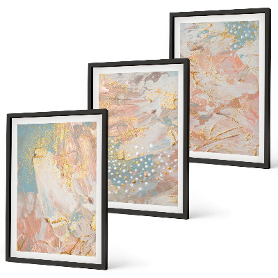 Set of 3 framed wall art pieces Abstract pastel patterns
