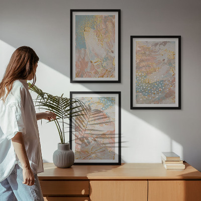 Set of 3 framed wall art pieces Abstract pastel patterns