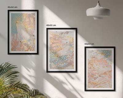 Set of 3 framed wall art pieces Abstract pastel patterns