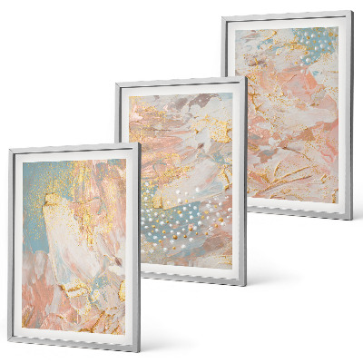Set of 3 framed wall art pieces Abstract pastel patterns