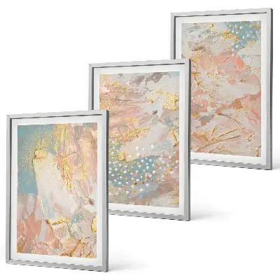 Abstract pastel patterns wall art set of 3 framed pieces
