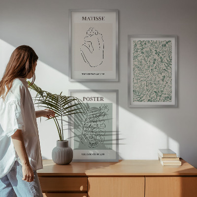 Three-piece wall art piece Lines, plant patterns, minimalism
