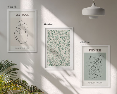 Three-piece wall art piece Lines, plant patterns, minimalism