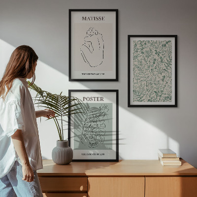 Three-piece wall art piece Lines, plant patterns, minimalism
