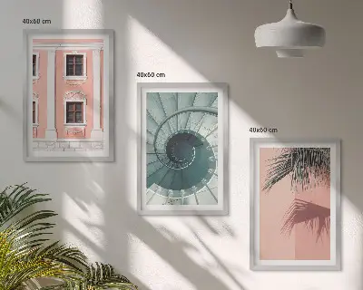 Pastel Spiral Architecture set of 3 framed wall art pieces