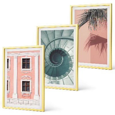 Set of 3 framed wall art pieces Pastel Spiral Architecture