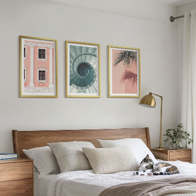 Set of 3 framed wall art pieces Pastel Spiral Architecture
