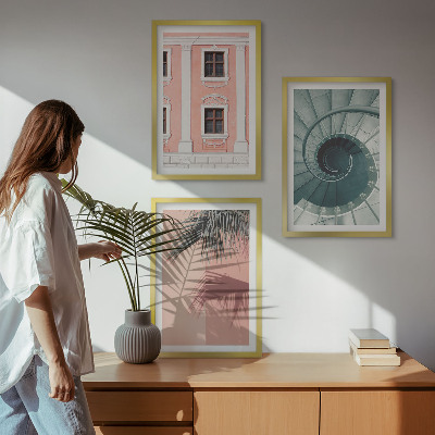 Set of 3 framed wall art pieces Pastel Spiral Architecture
