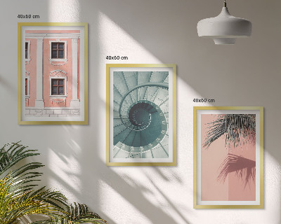 Set of 3 framed wall art pieces Pastel Spiral Architecture