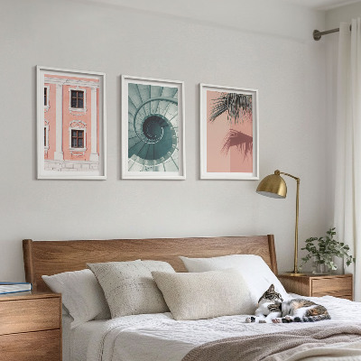 Set of 3 framed wall art pieces Pastel Spiral Architecture