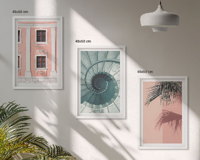 Set of 3 framed wall art pieces Pastel Spiral Architecture