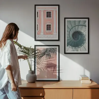 Pastel Spiral Architecture set of 3 framed wall art pieces