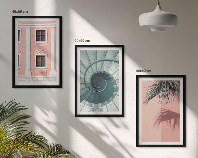 Set of 3 framed wall art pieces Pastel Spiral Architecture