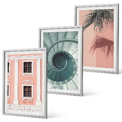 Pastel Spiral Architecture set of 3 framed wall art pieces