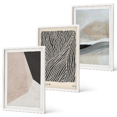 Wall art set Abstract patterns beige and gray