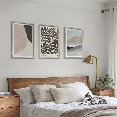 Wall art set Abstract patterns beige and gray